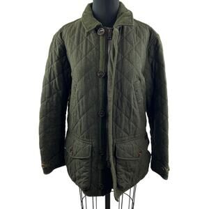 Ralph Lauren Polo Green Quilted Jacket Collared Long Sleeve Full Zip Pocket M L?